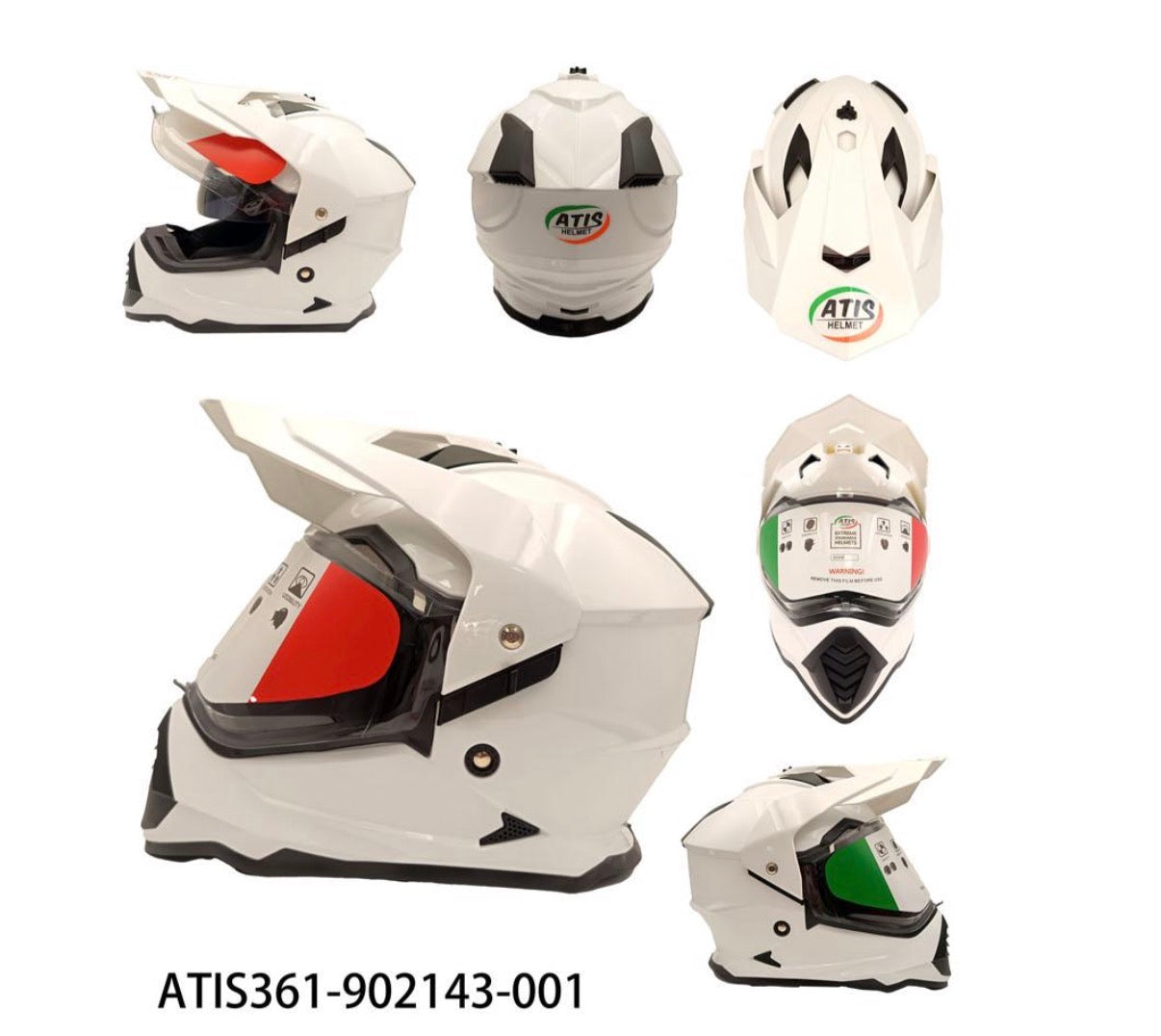 Casque Moto ATIS Dual Sport adulte – Style Cross / Adventure ( Blanc )