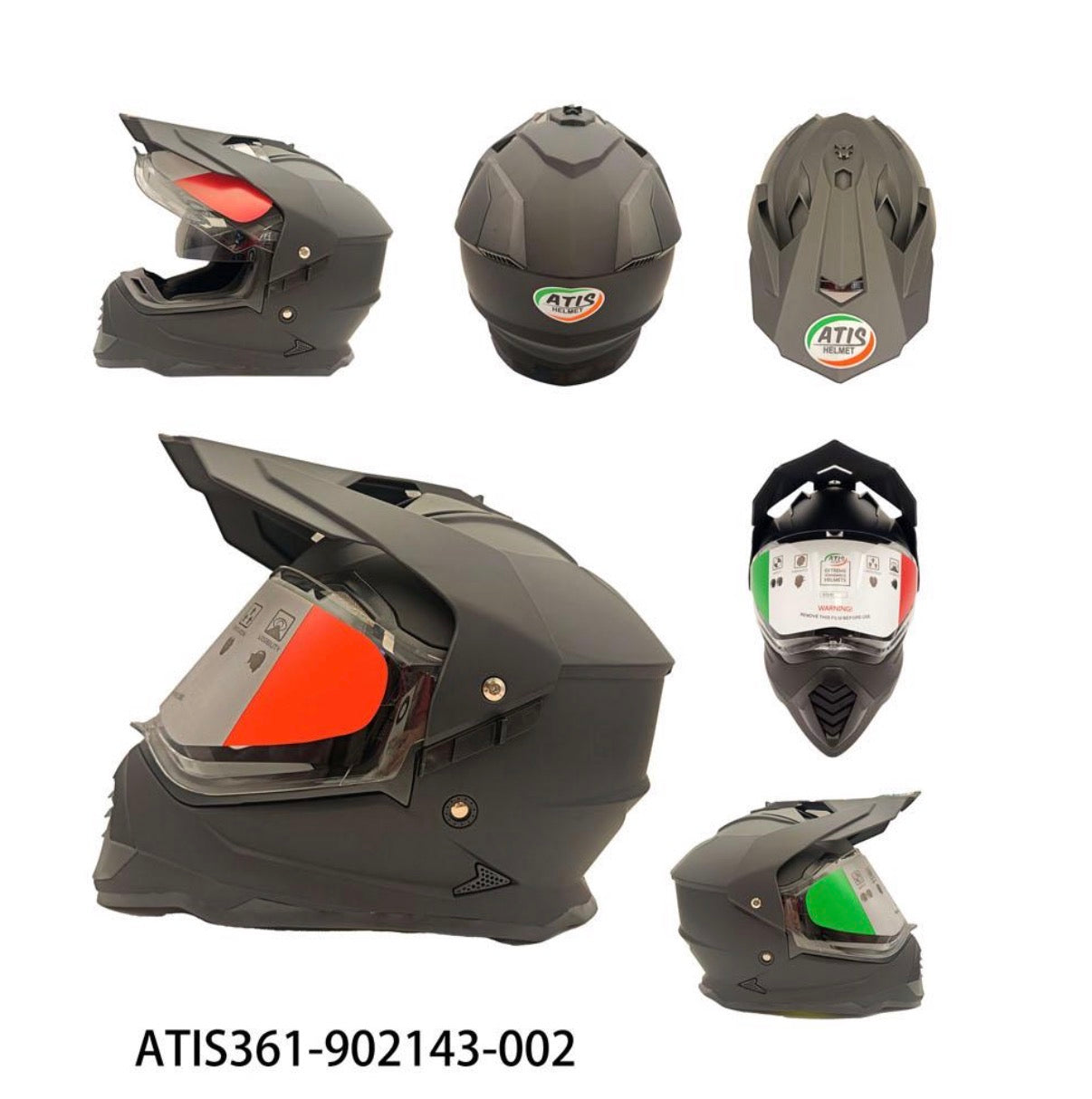 Casque Moto ATIS Dual Sport adulte – Style Cross / Adventure ( noir mate )
