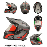 Casque Moto ATIS Dual Sport adulte – Style Cross / Adventure ( gris /rouge )